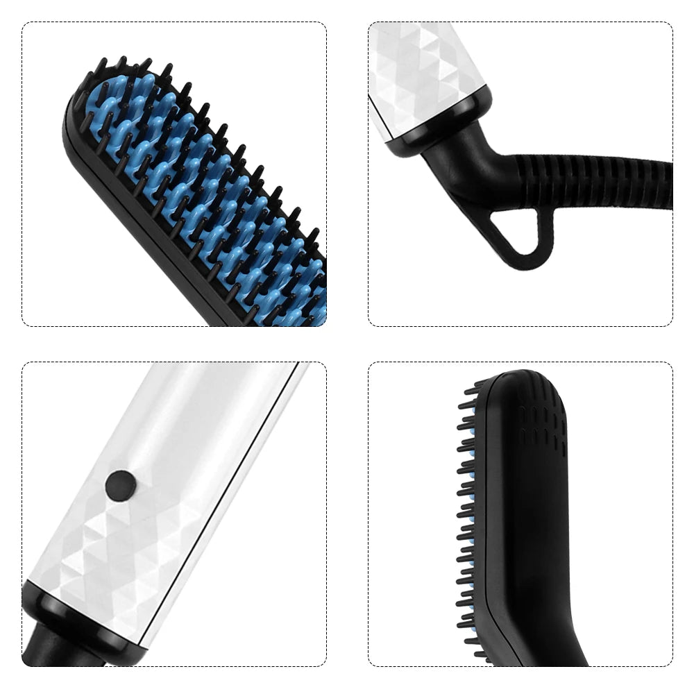 Lisseur rapide de barbe électrique pour hommes, brosse multifonctionnelle, peigne à cheveux, lisseur de barbe, styler