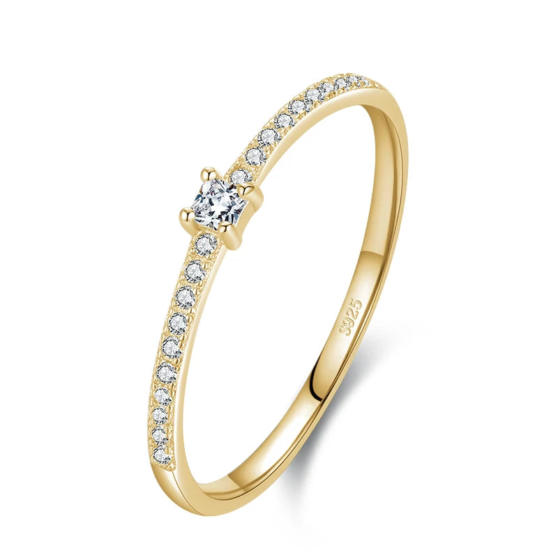 Modian 2021 réel - Simple carré clair CZ Bague charme couleur or