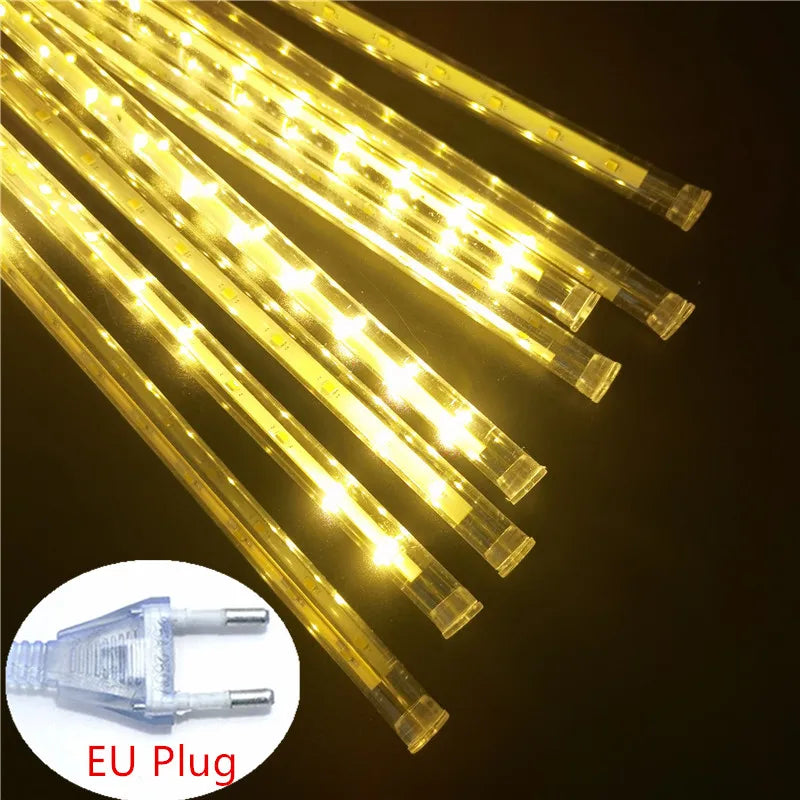 Guirlande lumineuse Led pluie de météores, 8 Tubes, guirlandes de rue, décorations d'arbre de noël pour l'extérieur, lumières de jardin féeriques du nouvel an