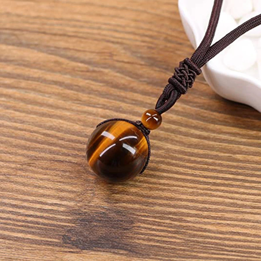 Pendentifs et colliers en pierre d'oeil de tigre naturel, tissage de perles naturelles de haute qualité, chaîne en corde à la mode pour hommes, bijoux