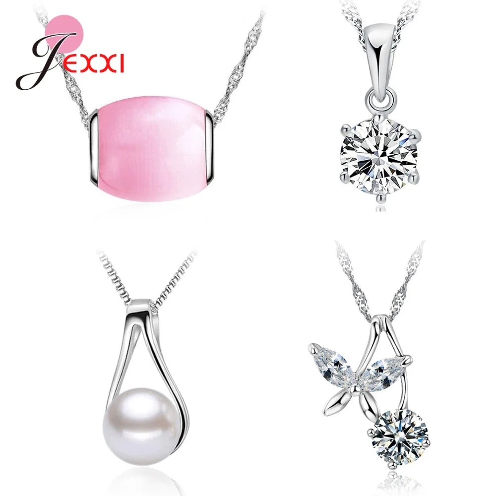 Fashion Bijoux Luxury Crystal Pearl Statement Pendant Necklace for Women 925 Sterling Silver Needle Fine Jewelry Accessories