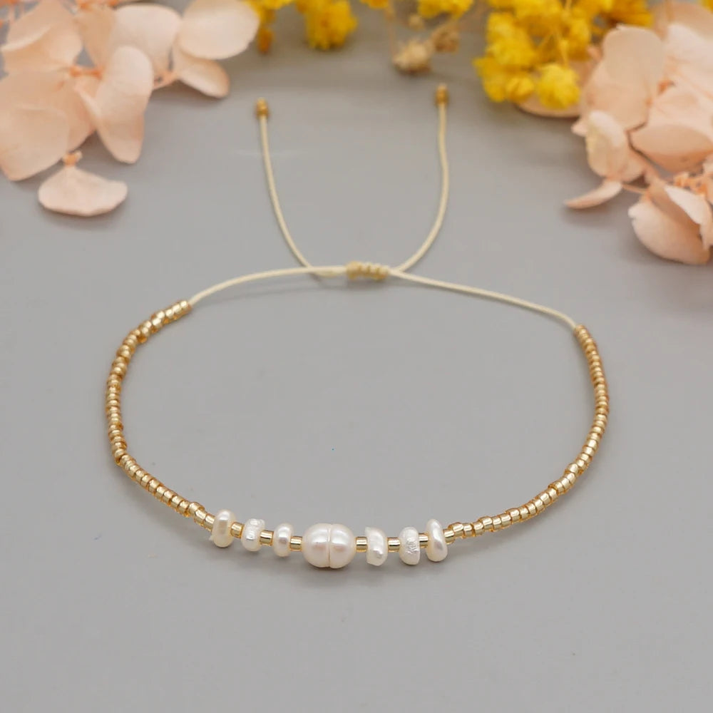 Boho Miyuki Bracelets fins pour fille Bracelet de perles d'eau douce pour femmes Bijoux Femme
