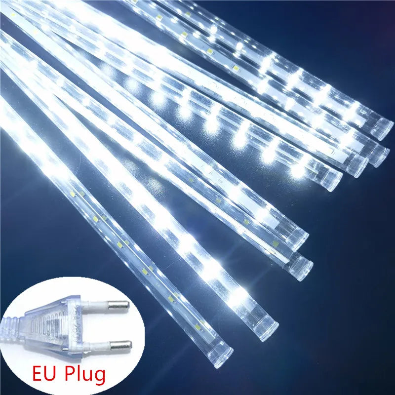 Guirlande lumineuse Led pluie de météores, 8 Tubes, guirlandes de rue, décorations d'arbre de noël pour l'extérieur, lumières de jardin féeriques du nouvel an