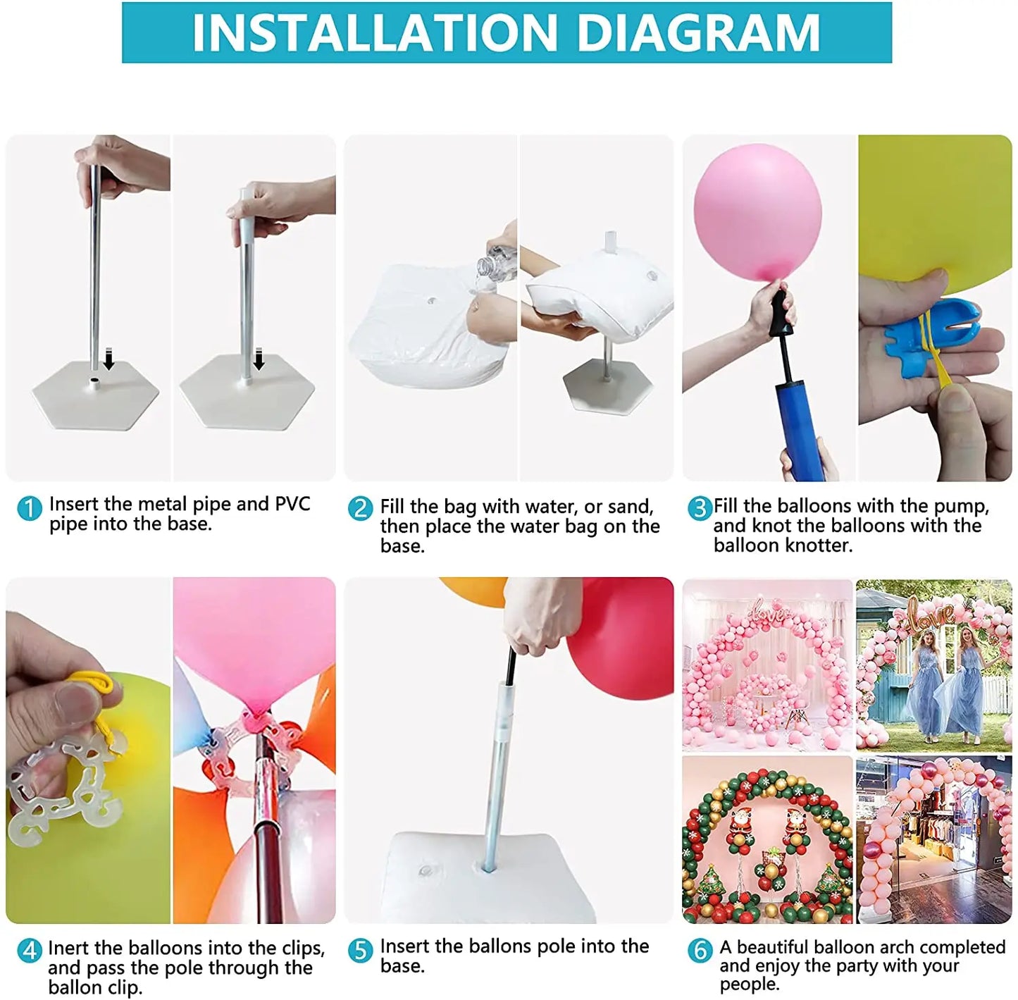 Ensemble d'Arche à Ballons pour Table à Manger, Pilier Arqué, Décoration de Mariage, ixd'Anniversaire pour Enfants, Réception-Cadeau pour Bébé