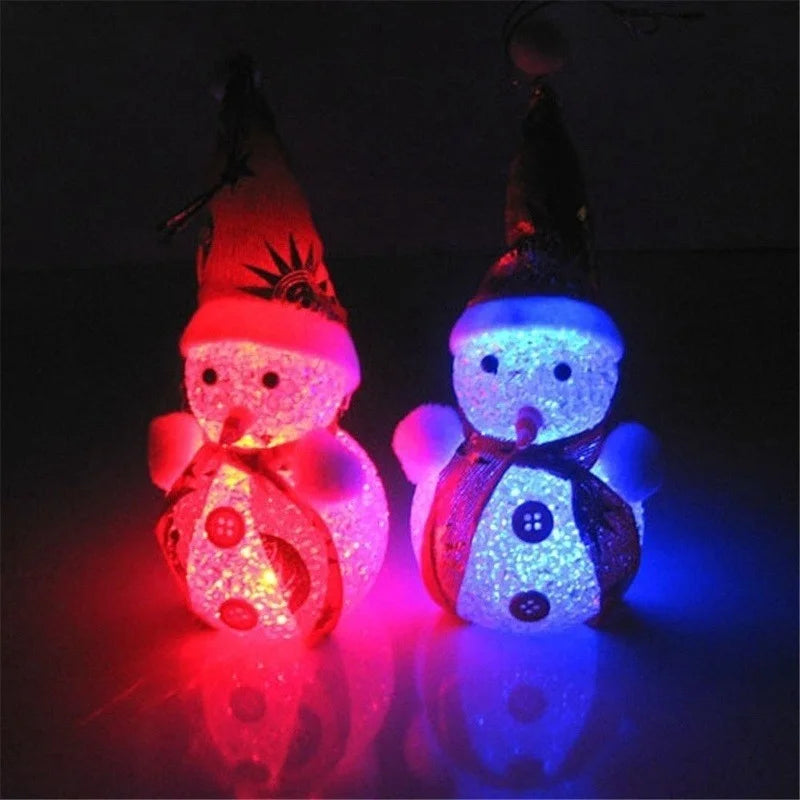 Ornements de bonhomme de neige Shoes LED aléatoires, pendentif de Noël, lampe en cristal, veilleuse