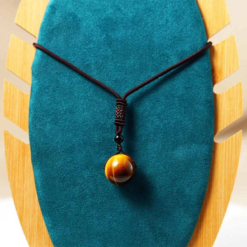 Pendentifs et colliers en pierre d'oeil de tigre naturel, tissage de perles naturelles de haute qualité, chaîne en corde à la mode pour hommes, bijoux