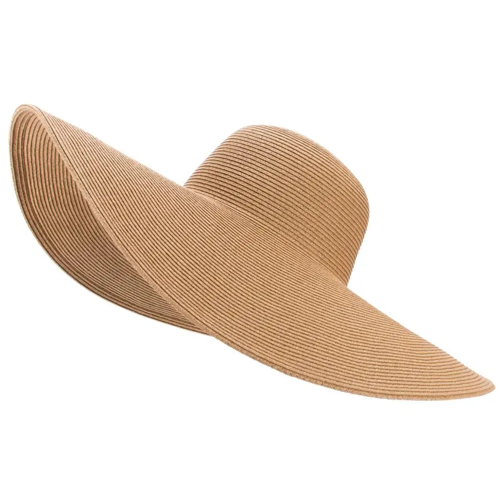 Lawliet-Chapeau de paille pliable à large bord pour femme, accessoire de plage, de mariage, de fête, 7.1, 18cm, A330