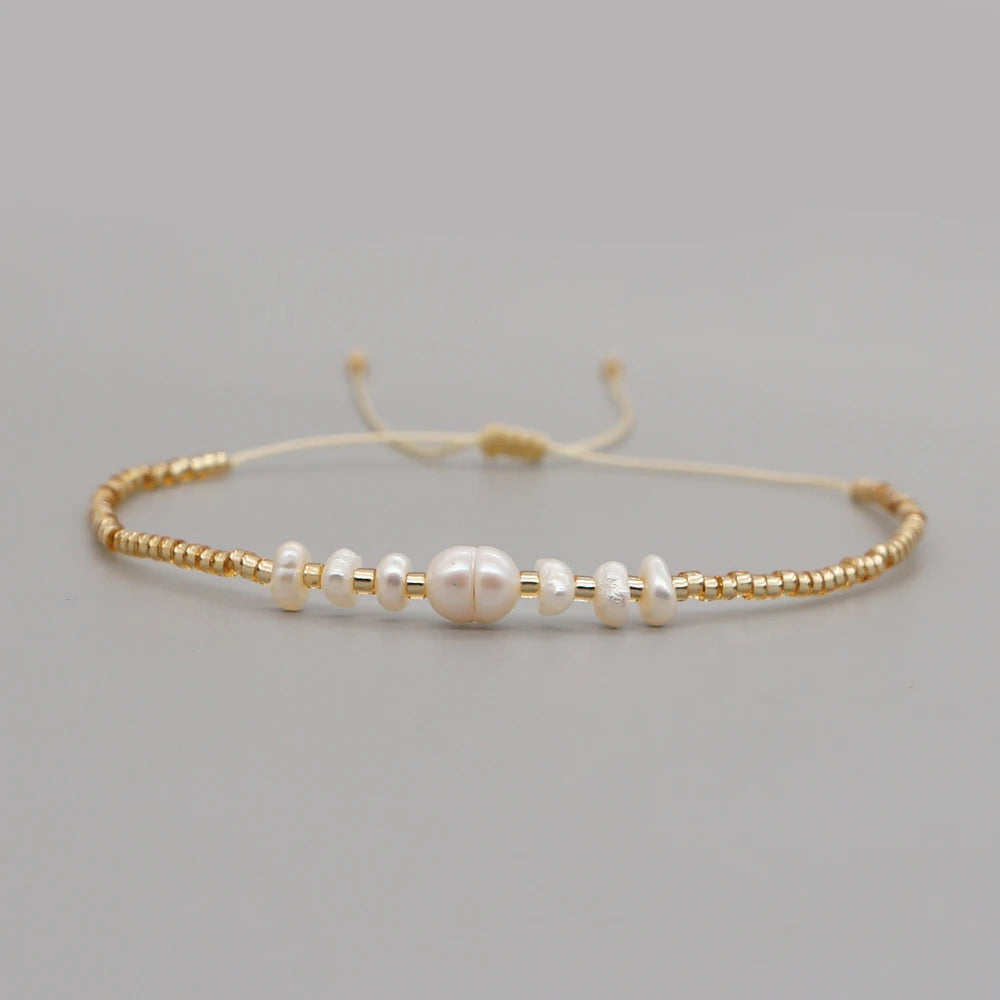Boho Miyuki Bracelets fins pour fille Bracelet de perles d'eau douce pour femmes Bijoux Femme