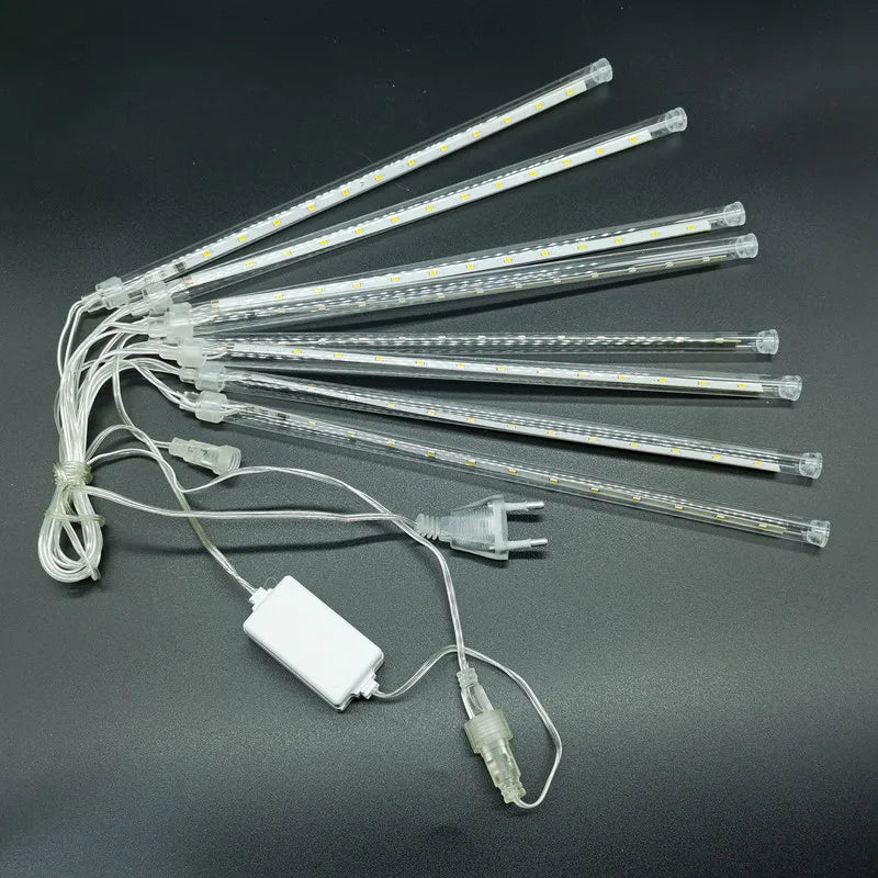 Guirlande lumineuse Led pluie de météores, 8 Tubes, guirlandes de rue, décorations d'arbre de noël pour l'extérieur, lumières de jardin féeriques du nouvel an