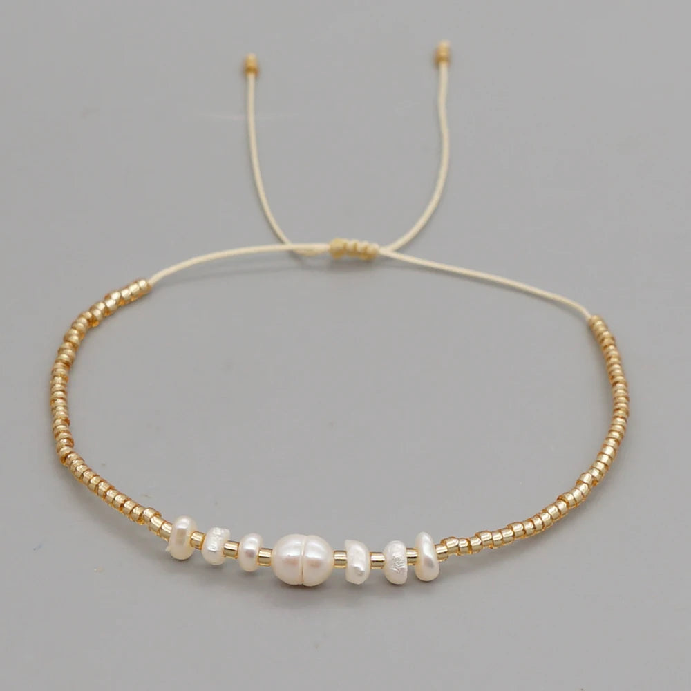 Boho Miyuki Bracelets fins pour fille Bracelet de perles d'eau douce pour femmes Bijoux Femme