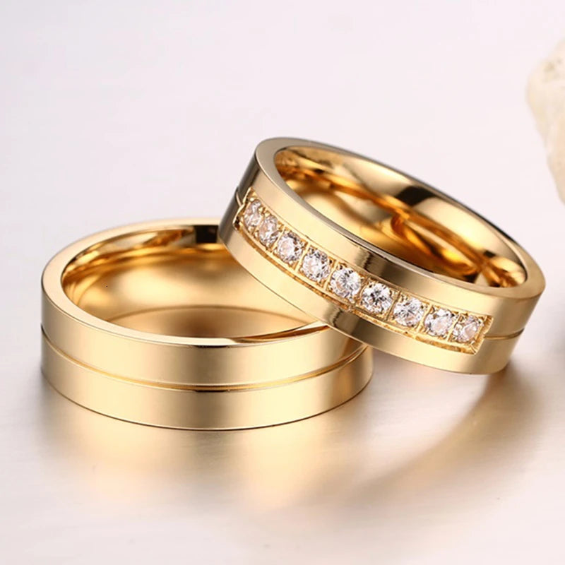 Vnox – bague de mariage couleur or pour femmes et hommes, bijoux en acier inoxydable