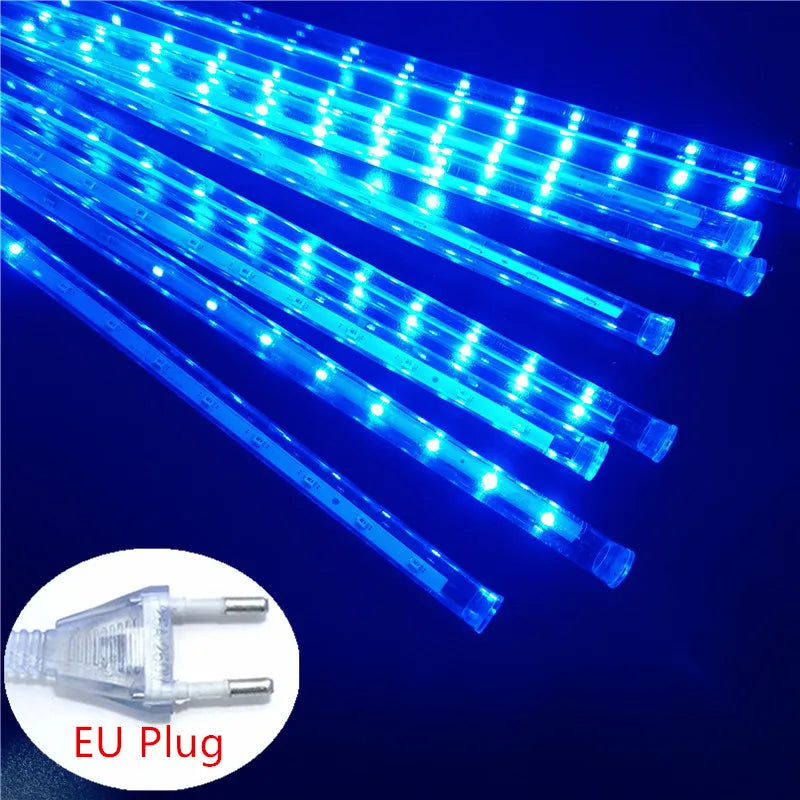 Guirlande lumineuse Led pluie de météores, 8 Tubes, guirlandes de rue, décorations d'arbre de noël pour l'extérieur, lumières de jardin féeriques du nouvel an