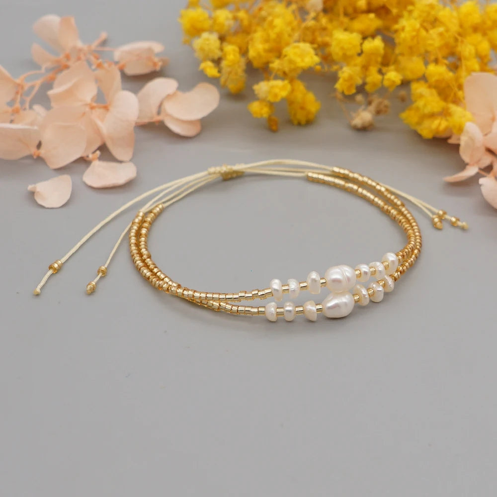 Boho Miyuki Bracelets fins pour fille Bracelet de perles d'eau douce pour femmes Bijoux Femme