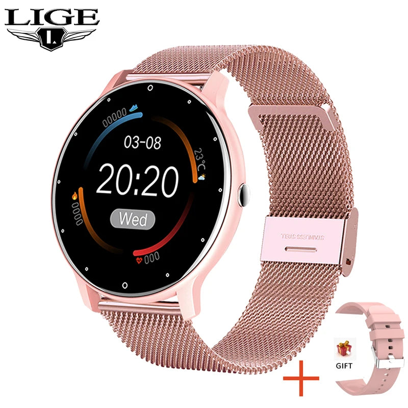 LIGE-Montre de sport connectée pour les femmes, écran tactile, étanche conforme à la norme IP67, Bluetooth, pour les téléphones Android et iOS, 2025