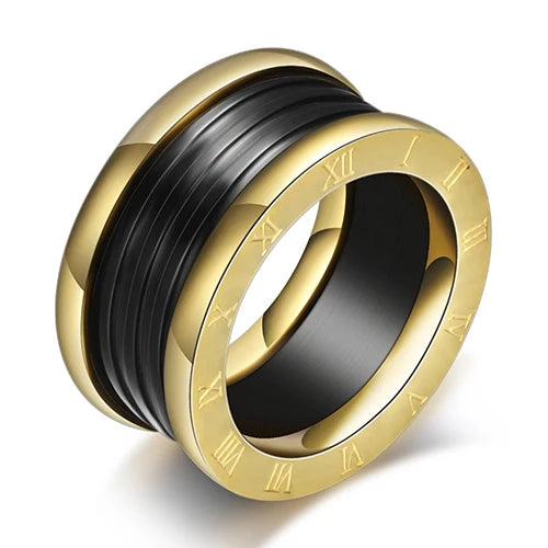 Bague de luxe en acier et titane pour femmes
