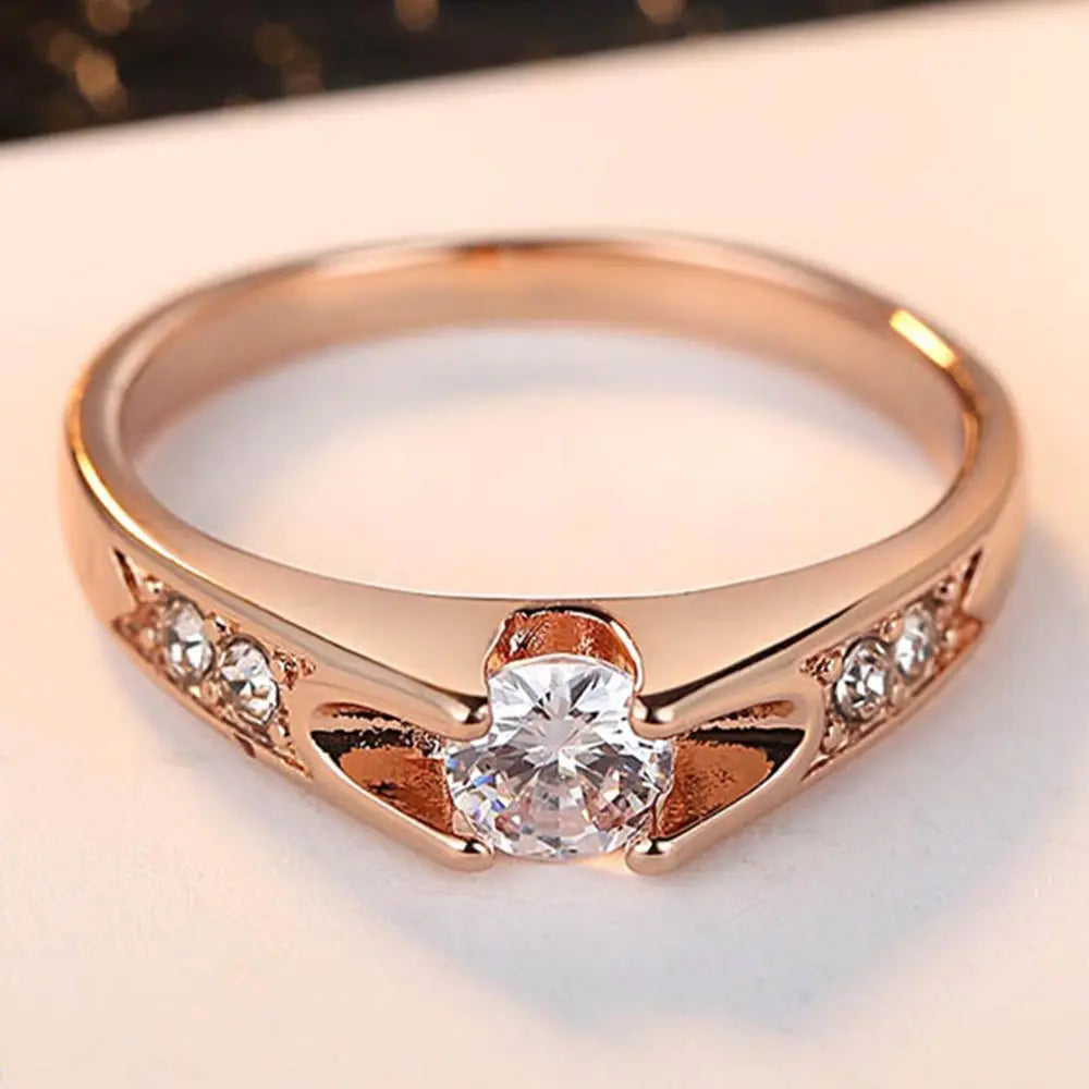 Bague de mariage en Zircon pour femmes, anneau de fiançailles, cubique, or Rose, tendance, bijoux, cadeaux, R249
