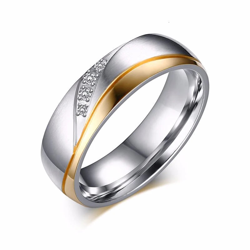 Vnox – bague de mariage couleur or pour femmes et hommes, bijoux en acier inoxydable