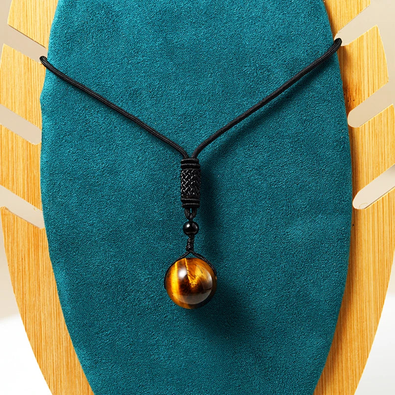 Pendentifs et colliers en pierre d'oeil de tigre naturel, tissage de perles naturelles de haute qualité, chaîne en corde à la mode pour hommes, bijoux