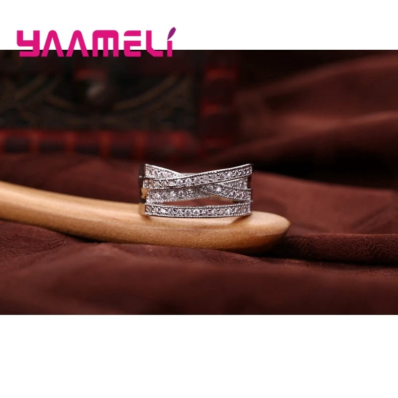 Bagues en argent regardé 925 pour hommes et femmes, incrustation de cristal, croix de passage, bijoux de document, mode, livraison directe, 5-13