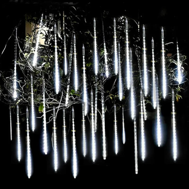 Guirlande lumineuse Led pluie de météores, 8 Tubes, guirlandes de rue, décorations d'arbre de noël pour l'extérieur, lumières de jardin féeriques du nouvel an