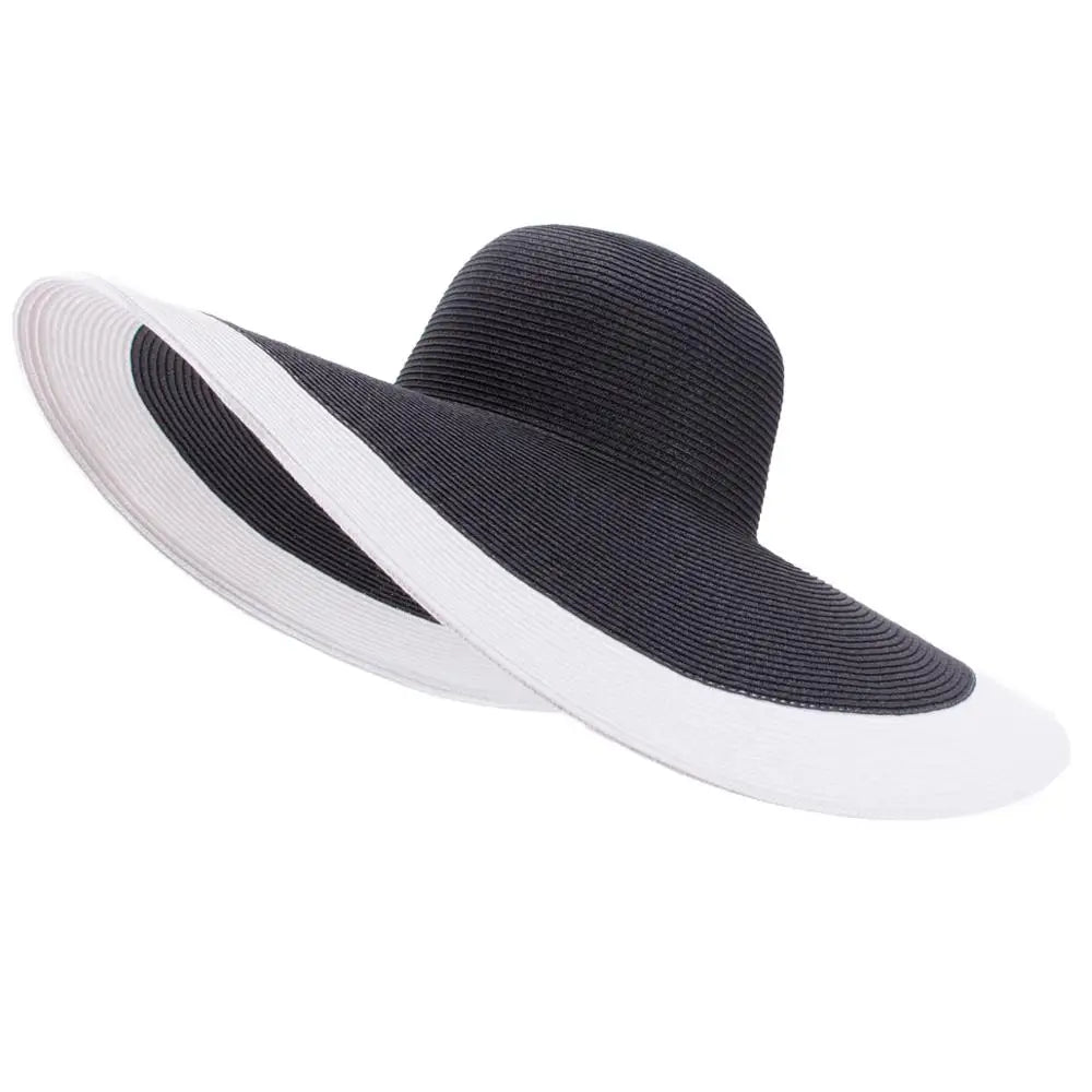 Lawliet-Chapeau de paille pliable à large bord pour femme, accessoire de plage, de mariage, de fête, 7.1, 18cm, A330