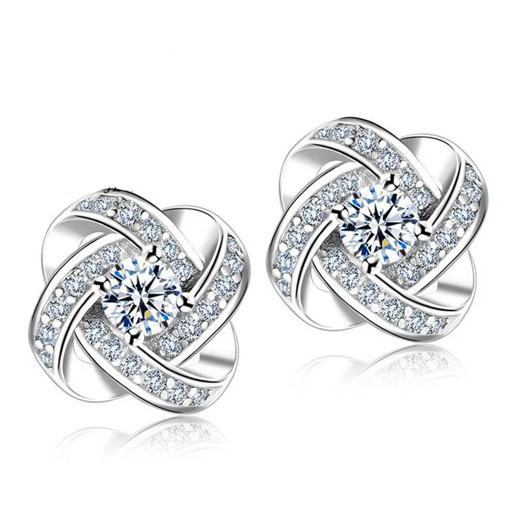 2019 Bijoux nouveaux ensembles de Bijoux de mariée 925 en argent Sterling longue déclaration trèfle colliers ras du cou zircone boucles d'oreilles pour les femmes cadeau