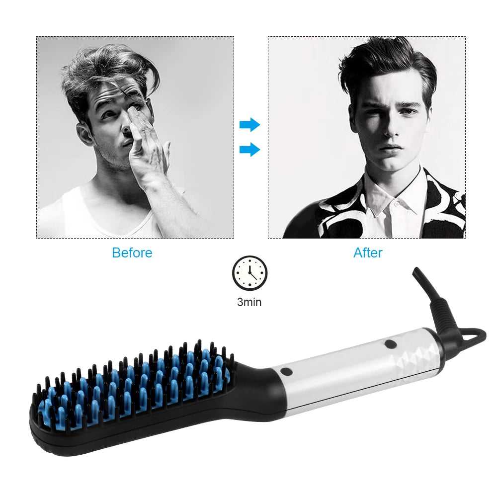 Lisseur rapide de barbe électrique pour hommes, brosse multifonctionnelle, peigne à cheveux, lisseur de barbe, styler