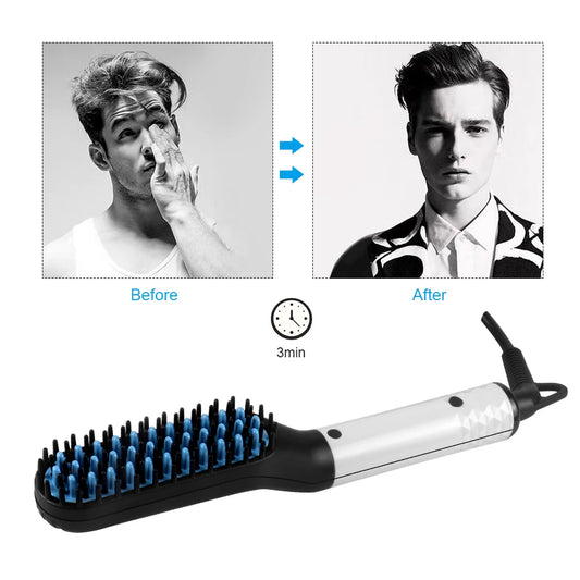 Lisseur rapide de barbe électrique pour hommes, brosse multifonctionnelle, peigne à cheveux, lisseur de barbe, styler