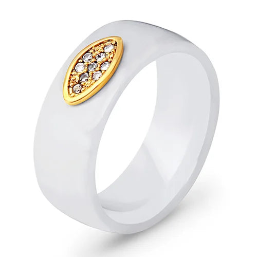 Nouveauté bague colorée noir blanc bague en céramique pour femmes avec grand cristal bague de mariage largeur 6mm taille 6-10 cadeau pour hommes