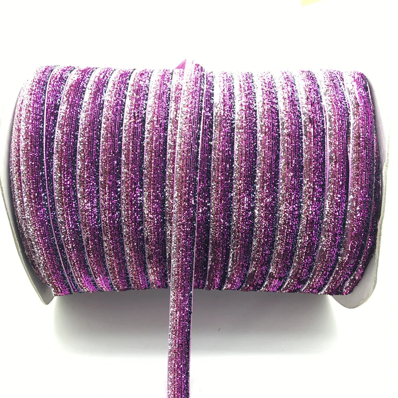 Livraison gratuite 5 yards 3/8 "10mm ruban de velours pailleté serre-tête clips