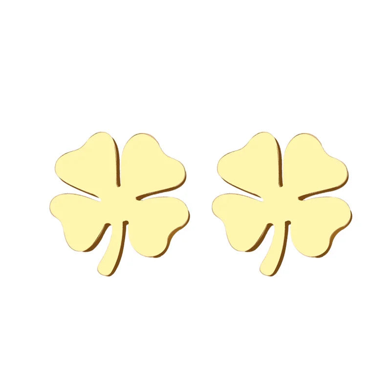 DOTIFI – boucles d'oreilles en acier inoxydable pour femmes et hommes, trèfle, couleur or, bijoux de fiançailles pour amoureux, livraison directe