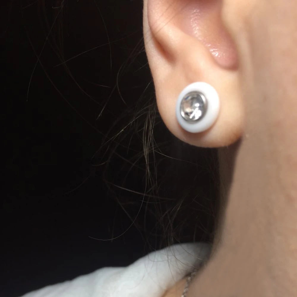 Boucle d'oreille bijoux noir blanc céramique boucles d'oreilles pour femmes fille enfants avec AAA santé céramique zircone boucle d'oreille