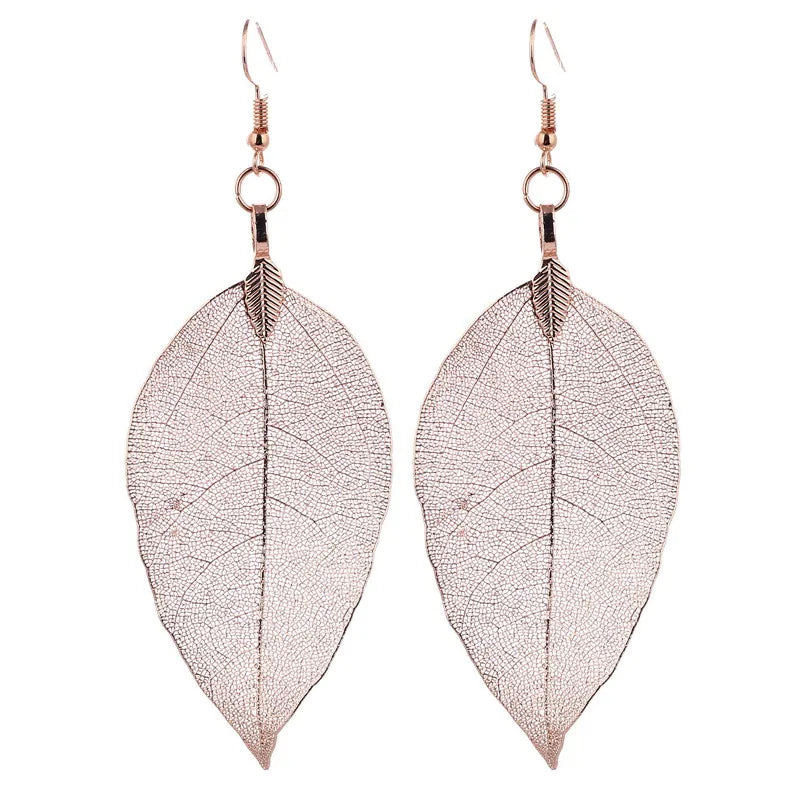 LOVBEAFAS 2024 longues boucles d'oreilles filigrane trempé Unique naturel véritable feuille