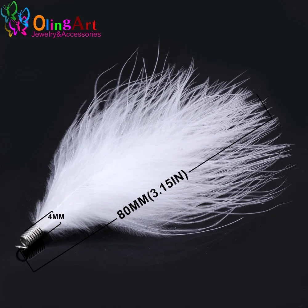 OlingArt plumes de dinde naturelles 10 pièces/lot 80MM couleur mixte femmes collier boucles d'oreilles