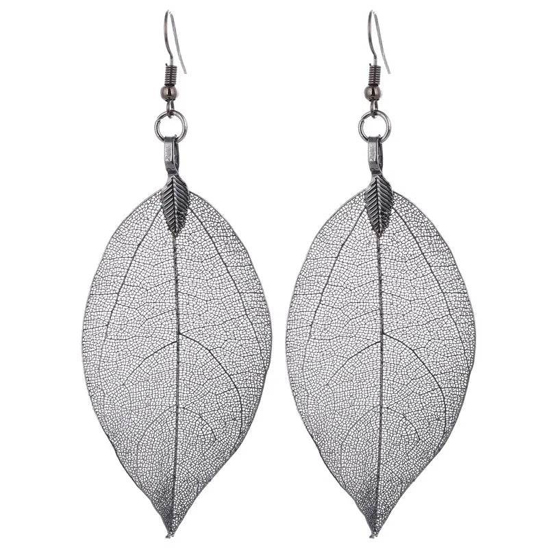 LOVBEAFAS 2024 longues boucles d'oreilles filigrane trempé Unique naturel véritable feuille