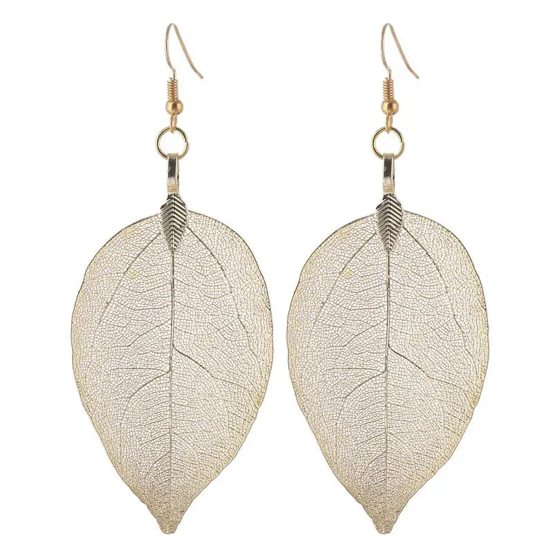 LOVBEAFAS 2024 longues boucles d'oreilles filigrane trempé Unique naturel véritable feuille
