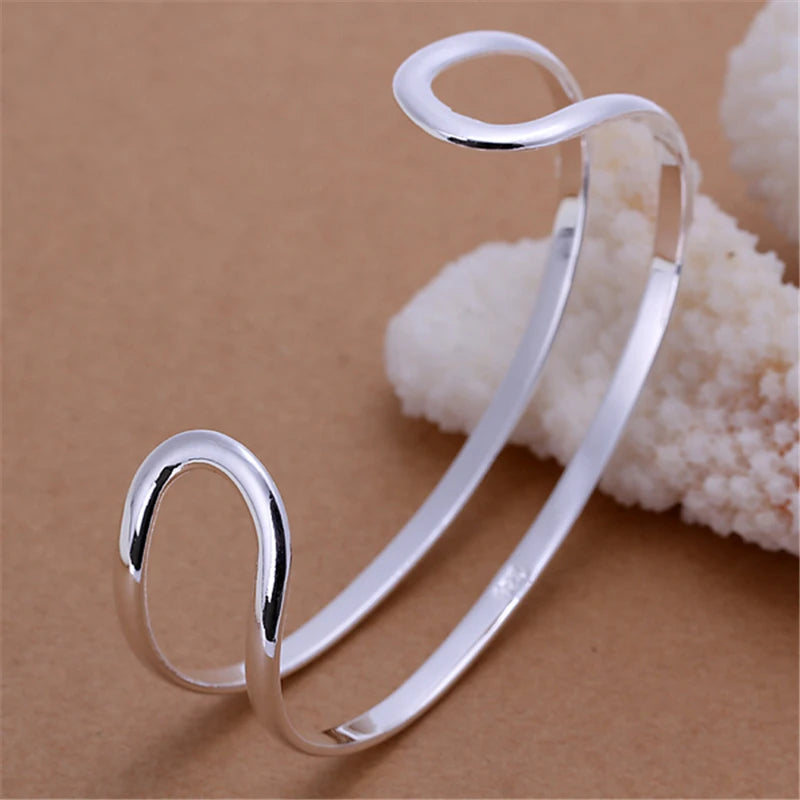 DOTEFFIL 925 en argent Sterling Double cercle ligne Bracelet pour femme mariage fiançailles mode charme fête bijoux