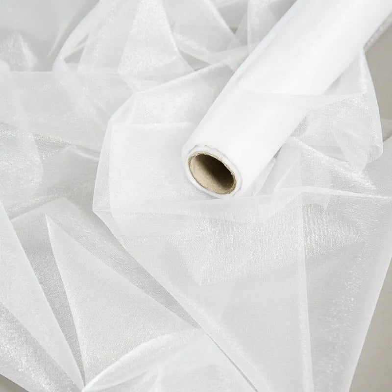 48cm * 5mètre Tissu de rouleau de tulle en organza de cristal transparent pour le drapage Cérémonie de mariage Fête Décoration de la maison Décoration du Nouvel an
