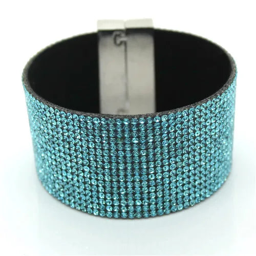 XQNI marque classique cristal femme Bracelet en cuir bracelets 19CM haute qualité strass Wrap charme femmes Bracelet bijoux