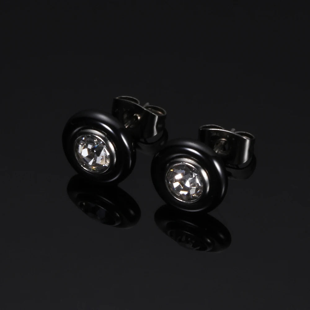 Boucle d'oreille bijoux noir blanc céramique boucles d'oreilles pour femmes fille enfants avec AAA santé céramique zircone boucle d'oreille