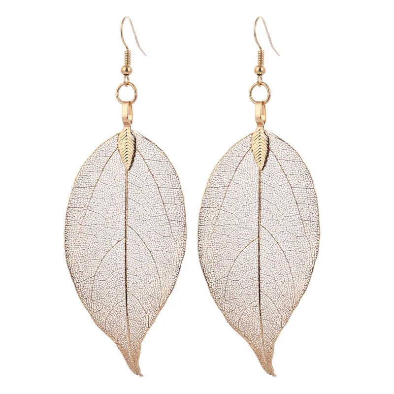 LOVBEAFAS 2024 longues boucles d'oreilles filigrane trempé Unique naturel véritable feuille