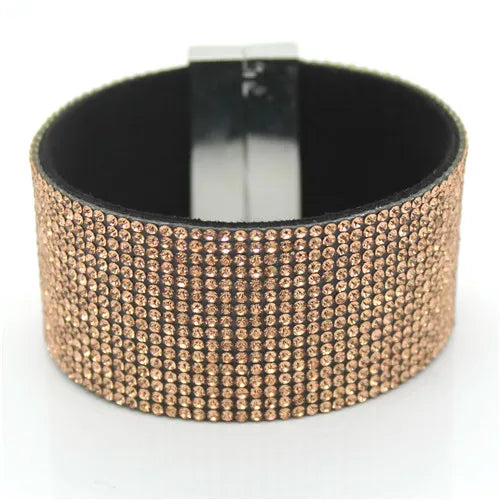 XQNI marque classique cristal femme Bracelet en cuir bracelets 19CM haute qualité strass Wrap charme femmes Bracelet bijoux