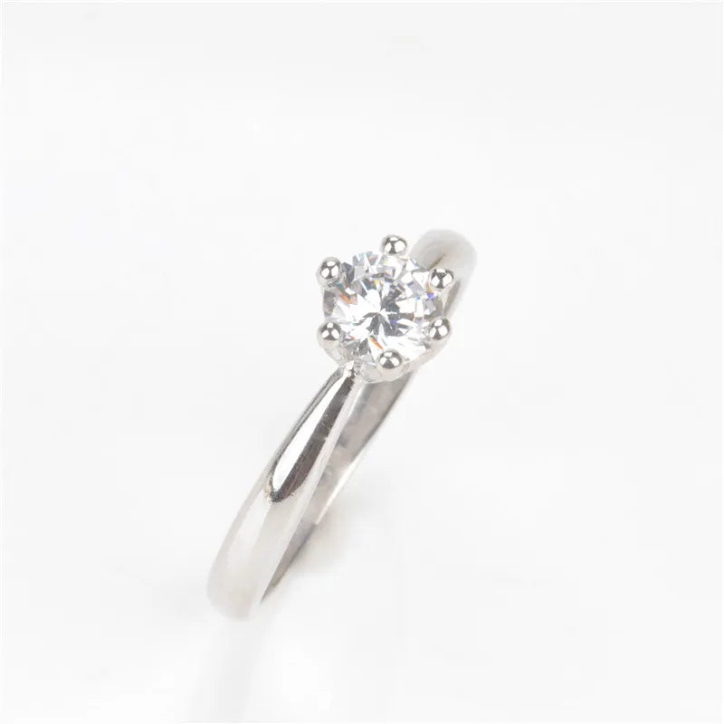 CC – bagues simples pour femmes, zircone cubique, pierre ronde