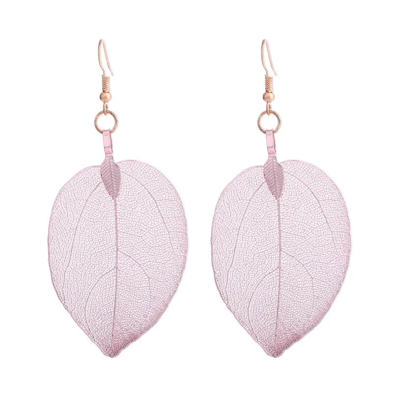 LOVBEAFAS 2024 longues boucles d'oreilles filigrane trempé Unique naturel véritable feuille