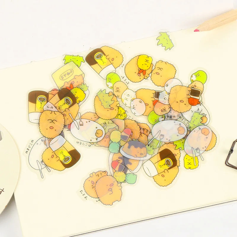 Autocollants Kawaii de dessin animé mignon en PVC, joli chat, ours, pour décoration de journal intime, DIY bricolage, 50 pièces/sac, livraison gratuite