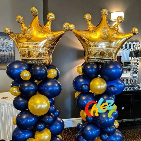 1 ballon en aluminium de grande taille avec couronne dorée, décoration pour fête