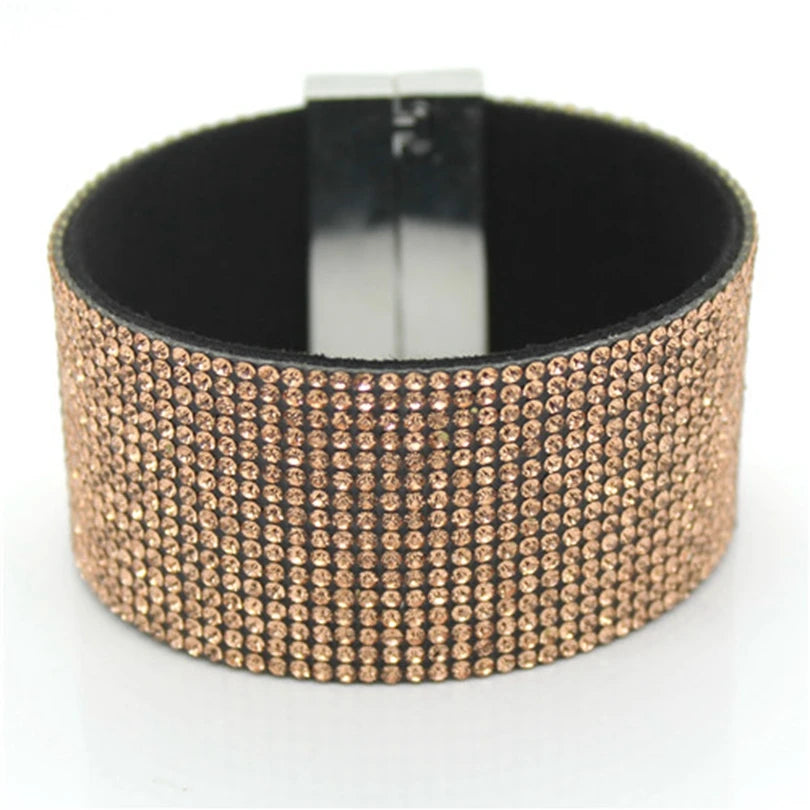 XQNI marque classique cristal femme Bracelet en cuir bracelets 19CM haute qualité strass Wrap charme femmes Bracelet bijoux