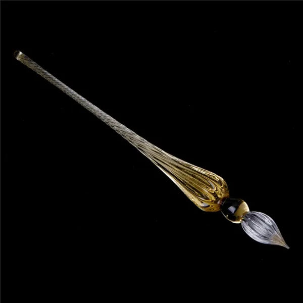 Stylo-plume en verre, 1 pièce, Vintage, trempage, Signature, remplissage d'encre, avec boîte cadeau, nouveau