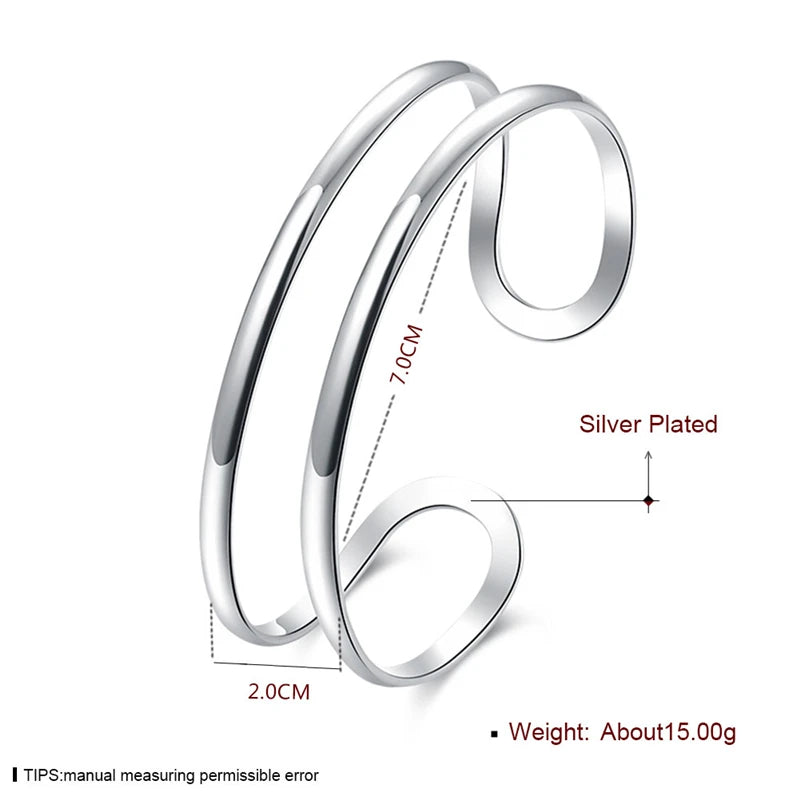 DOTEFFIL 925 en argent Sterling Double cercle ligne Bracelet pour femme mariage fiançailles mode charme fête bijoux