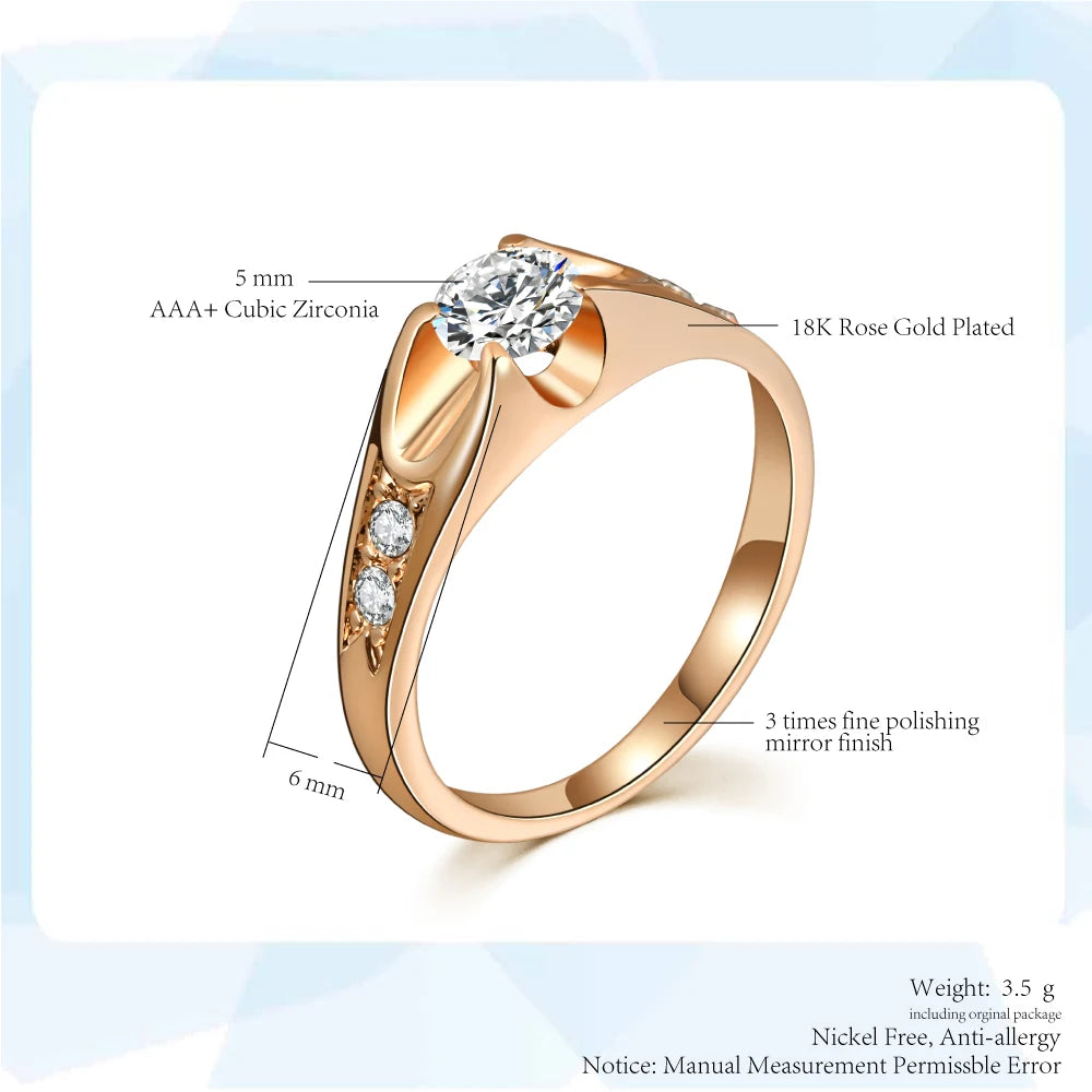 Bague de mariage en Zircon pour femmes, anneau de fiançailles, cubique, or Rose, tendance, bijoux, cadeaux, R249